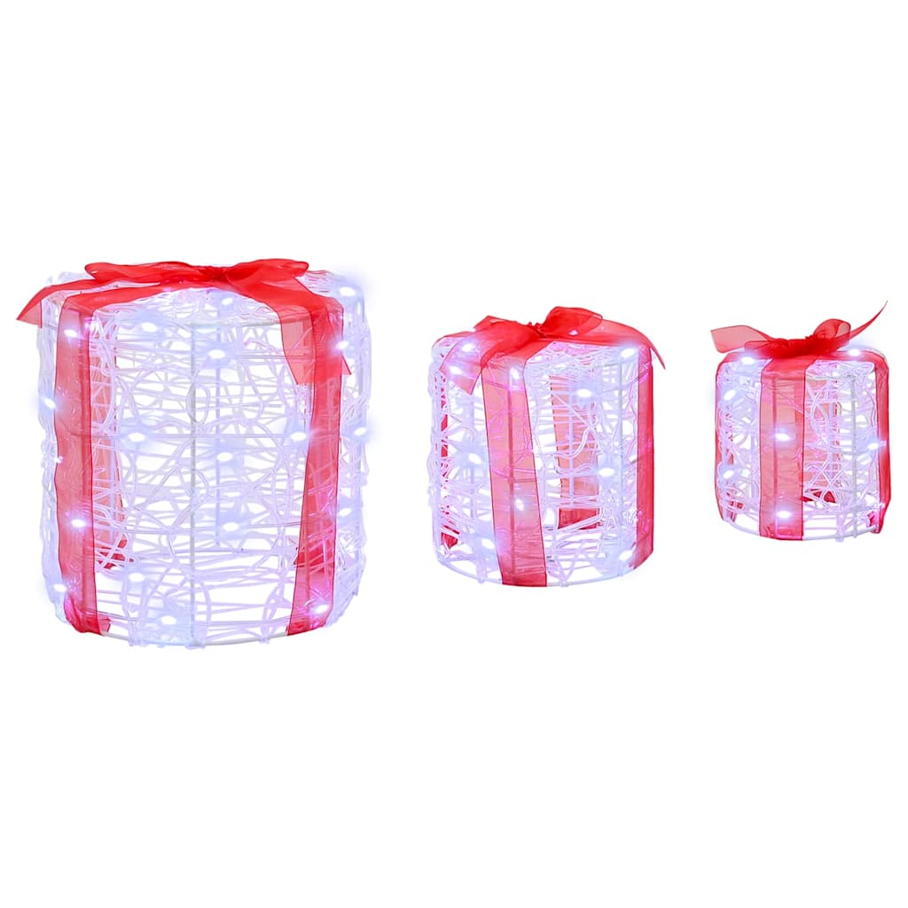 Gift Box Decoration 3 pcs Cold white 20 x 20 x 21 cm Acrylic